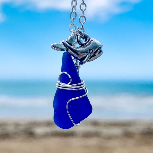 Hand Crafted Jewelry - Cobalt Whale Seaglass Necklace